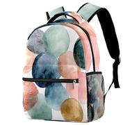 Watercolor Abstract Shapes in Light Pastel Tones Backpack for Teen Girls Boys, School Bag for Elementary Middle Students