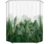 Watercolor Abstract Shower Curtain Golden Green Gradient Shower Curtains for Bathroom Mould Resistant Fabric 3D Bathtub Curtain Waterproof PolyesterWashable120x200 cm (47 x 79 Inch)with 8 Hooks c.1245