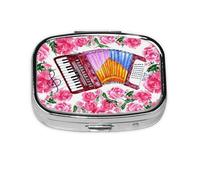 Watercolor Accordion Flower Rose,Meta Pill Box 2 Compartment Medicine Case,Portable Organizer,Rectangle Meta Portable Organizer Pill Box 2287 Compartment Medicine Case