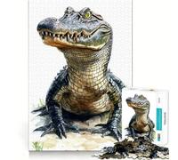 Watercolor Alligator Portrait 1000-piece Puzzle for Teenagers Mind Skill Fun Uniform Size Precise Pieces Relaxing Indoor Group Activity (38x26cm)