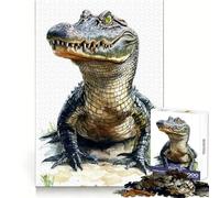 Watercolor Alligator Portrait Adult Jigsaw Puzzle1000 Pieces Memory Ability Relaxed Leisure Secure Join Warm Xmas Gift (50x75cm)