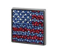 Watercolor American Flag Blue Red Blueberries Unisex Brooches & Pins Square Lightweight Lapel Badge Jewelry for Clothing Shawl Hat