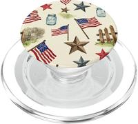 Watercolor American Flag Stars Pattern Patriotic USA PopSockets PopGrip for MagSafe