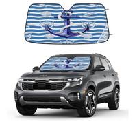 Watercolor Anchor Seashells Car Windshield Sun Shade Foldable Reflective Sunshade UV Protection Heat Block Front Window Shade for Car Truck SUV Keeps Interior Cool with Suction Cups