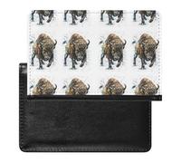 Watercolor Angry Buffalo, Bison, Bull, Wild Animal Paint on White Women's Passport Protector, Men's Passport Protector, PU Travel Passport Protector for Women Men Worker 5.8 x 3.9 x 0.4 inch