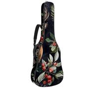 Watercolor Animal Deer with Leaves Seamless Christmas Padded Guitar Bag, Protective Acoustic Guitar Cover Gig Bag for Electric Bass Classical Guitar