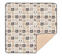 Watercolor Animal Faces Soft Padded Baby Activity Play Mat for Floor Portable Tummy Time Activity Mat for Babies Infants Toddlers, 50'' x 50''