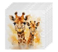 Watercolor Animal Giraffe Cloth Napkins Set of 6, Dinner Napkins Cloth 50 x 50 cm, Soft & Comfortable Reusable Napkin for Party Wedding Napkins