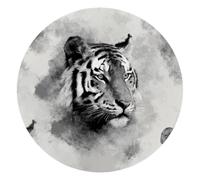 Watercolor Animal Tiger Black and White Pattern Round Mouse Pad, Mousepad with Non-Slip Rubber Base, Computer Gaming Pads for Wireless Mouse, Easy Gliding