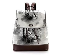 Watercolor Animal Tiger Black and White Pattern Women Backpack, Small Travel Flap Rucksack Handbag Causal Daypack for Ladies Girls