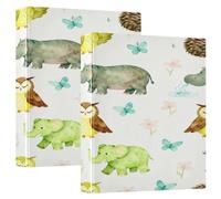 Watercolor Animal Zebras Elephants One and A Half Inch School Supplies Binder 3 Ringed with Clipboard 1/2 Packs Office Binder Supplies Hardcover