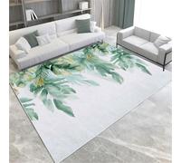 Watercolor Area Rugs Green Tropical Leaves Washable Plush & Fluffy Non-Slip Short Pile Floor Mat For Bedroom Dining Room & Lounges,