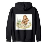 Watercolor Art Bigfoot Alien Campfire Tea Party Cute Ghost Zip Hoodie
