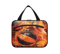 Watercolor Art Black Fired Ball Hanging Travel Toiletry Cosmetic Makeup Bag Large Capacity Foldable Storage Wash Bags for Women Girls Bathroom