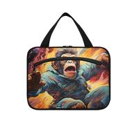 Watercolor Art Chimpanzee Hanging Travel Toiletry Cosmetic Makeup Bag Large Capacity Foldable Storage Wash Bags for Women Girls Bathroom