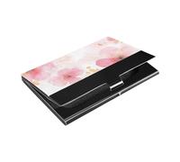 Watercolor Art Flowers Red Slim business cards holder With Leather & Stainless Steel case with card holder for Women or Men