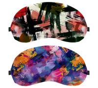 Watercolor Art Geometry Plaid Pattern 2-Pack Light-Blocking Soft Breathable Eye Patch Sleeping Masks