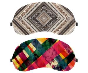 Watercolor Art Geometry Srtipes Pattern 2 Piece Light-Blocking Soft Breathable Sleep Mask Eye Patch Eye Cover