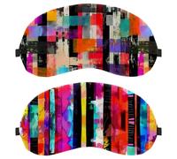 Watercolor Art Geometry Stripes Pattern 2-Pack Light-Blocking Soft Breathable Eye Masks with Eye Patches and Sleep Masks