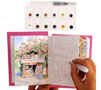 Watercolor Art Set - Foldable Marker Supplies, Creative Painting Tools, Portable Design | Beginner Artist Adults Kids Boys Girls Craft Journal Home Relaxation Drawing Practice