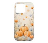 Watercolor Autumn Pumpkin Maple Leaf Fall Flower Aesthetic Case for iPhone 15 Pro Max
