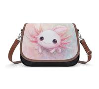 Watercolor Axolotl Women's Crossbody Bag Shoulder Handbag PU Leather Adjustable Strap Purse