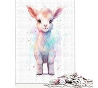Watercolor Baby Goat Puzzles 500 Piece Puzzles Jigsaw Puzzles for Adults Educational Game Challenge Toy 500pcs (52x38cm)