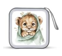 Watercolor Baby Lion Cuddled in Blanket CD Case DVD Storage Case Portable