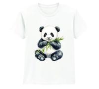 Watercolor Baby Panda Eating Bamboo Boys Girls Kids T-Shirt Panda Animals