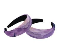 Watercolor Background Landscape Forest Mountains Sunrise Womens Headbands, Vintage Thick Hair Bands, 2 Packs Velvet Padded Headbands for Girls, Wide Hair Band Hoops