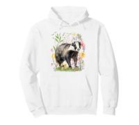Watercolor Badger Nature Wildlife Spring Cottagecore Pullover Hoodie