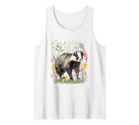 Watercolor Badger Nature Wildlife Spring Cottagecore Tank Top