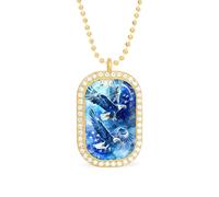 Watercolor Bald Eagl-es Stars American Flag Custom Photo Necklace Personalized Picture Pendant Memory Jewelry for Women