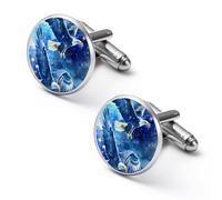 Watercolor Bald Eagl-es Stars American Flag Cute Shirt Cufflinks for Men Long Sleeve Suit Metal Cuff Links Jewelry Accessories