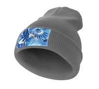 Watercolor Bald Eagl-es Stars American Flag Men‘s Soft Beanie Hat Winter Warm Slouchy Knit Cuff Cap for Women