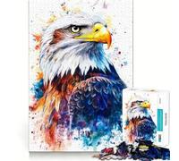 Watercolor Bald Eagle Adult Jigsaw Puzzles1000 Pieces Brain Game Gift High Precision Die Cut Relaxing Indoor Group Activity (50x75cm)