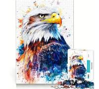 Watercolor Bald Eagle Adults Puzzles 1000 Piece Jigsaws Recall Skill Fun High Precision Die Cut Easy to Learn Family Enjoyment (38x52cm)