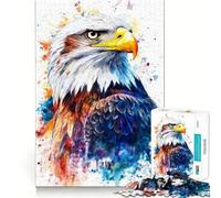 Watercolor Bald Eagle Jigsaw for Teenagers 1000 Pieces Mental Improve Play Uniform Size Precise Pieces Family Fun Night Activity (38x26cm)