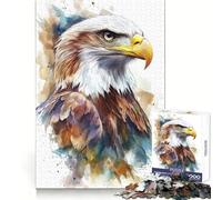 Watercolor Bald Eagle Jigsaw Puzzles 1000 Pieces for Adults Strategic Think Light Recreation Clean Cut Xmas Present (50x75cm)