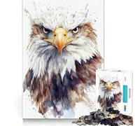 Watercolor Bald Eagle Portrait Jigsaw 1000 Pieces for Teenagers Mental Boost Game Firm Fit Secure Assembly Family Fun Night Activity (50x75cm)