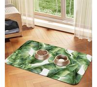 Watercolor Banana Plant Patterned Pet Feeding Mat with Water-Absorbing PU Top & Rubber Base - Anti-Slip Dog Cat Food Mat for Cats, Dogs & Pets, 40x60cm