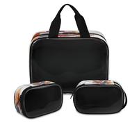 Watercolor Baseball Athlete Makeup Bag for Women Men, Translucent Cosmetic Bag Wash Pouch Shower Bag 3 Pcs Travel Toiletry Toiletries Cosmetic Organizer