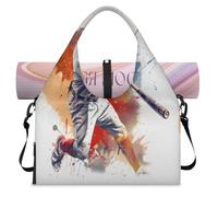 Watercolor Baseball Athlete Sports Duffel Bag for Women Men Weekend Overnight Bag with Shoe Compartment Shoulder Tote Luggage Bag for Yoga Gym Travel