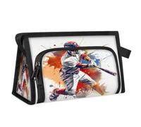 Watercolor Baseball Athlete Travel Toiletry Bag for Women Men Girls Boys Multifunctional Makeup Pouch Bag Wash Toiletries Cosmetic Organizer Shower Bag