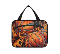 Watercolor Basketball Fired Hanging Travel Toiletry Cosmetic Makeup Bag Large Capacity Foldable Storage Wash Bags for Women Girls Bathroom