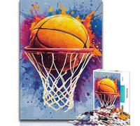 Watercolor Basketball Puzzles 1000 Pieces for Teenagers,Help The Brain Exercise Addictive Toys to Cultivate Patience Great Gift (75x50cm)