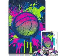 Watercolor Basketball Puzzles for Teenagers 1000 Pieces,Help The Brain Exercise Addictive Toys to Cultivate Patience Unique Challenge Game (38x26cm)