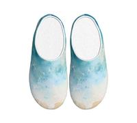 Watercolor Beach Women's Slippers Flannel House Slippers for Men Sea Hawaii Non-Slip Warm Winter Shoes for Indoor Outdoor UK 6-7