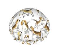 Watercolor Beagle Dog Breed,Shower Cap Nightcap Double Layer Waterproof Elastic Bath Cap Reusable Hair Cap