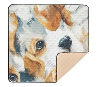 Watercolor Beagle Dog Collage Soft Thick Baby Gym & Activity Mat for Indoor Outdoor Lightweight Tummy Time Activity Mat for Newborns Babies Infants Toddlers, 50'' x 50''